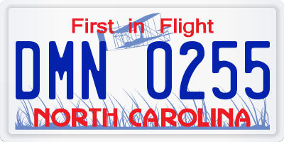 NC license plate DMN0255