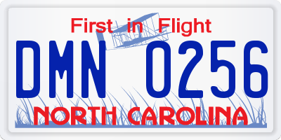 NC license plate DMN0256