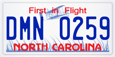 NC license plate DMN0259