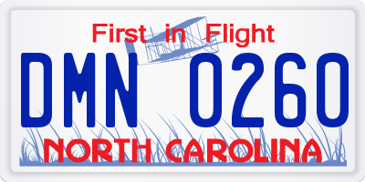 NC license plate DMN0260