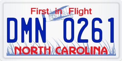 NC license plate DMN0261
