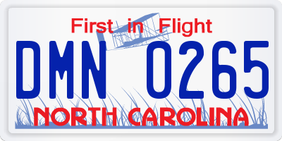 NC license plate DMN0265