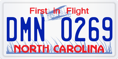 NC license plate DMN0269