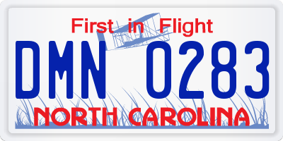 NC license plate DMN0283
