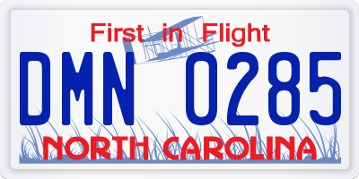 NC license plate DMN0285