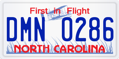 NC license plate DMN0286