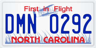 NC license plate DMN0292