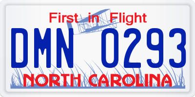 NC license plate DMN0293