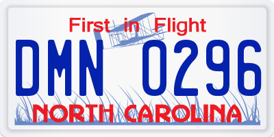 NC license plate DMN0296