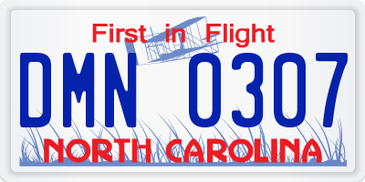 NC license plate DMN0307