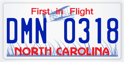 NC license plate DMN0318