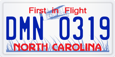 NC license plate DMN0319