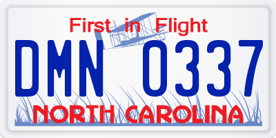 NC license plate DMN0337