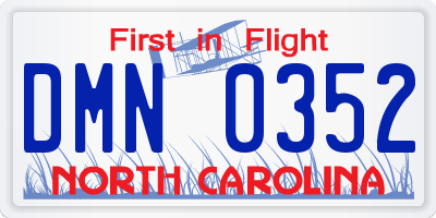 NC license plate DMN0352