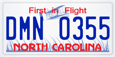 NC license plate DMN0355