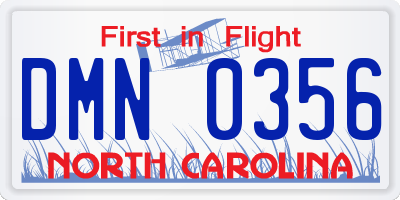 NC license plate DMN0356