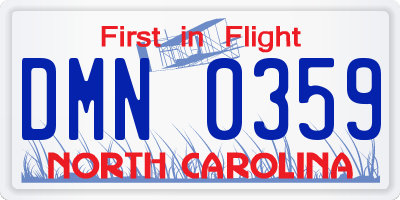 NC license plate DMN0359