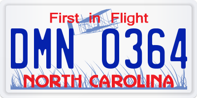 NC license plate DMN0364