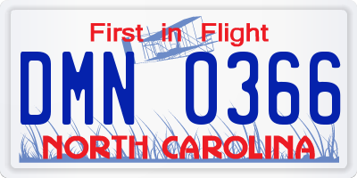 NC license plate DMN0366