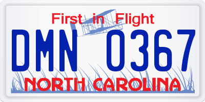 NC license plate DMN0367