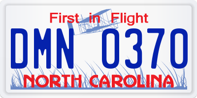 NC license plate DMN0370