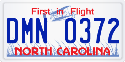 NC license plate DMN0372