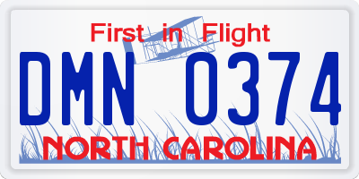 NC license plate DMN0374