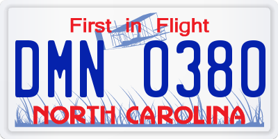 NC license plate DMN0380