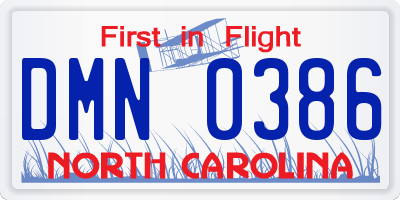 NC license plate DMN0386