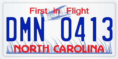 NC license plate DMN0413