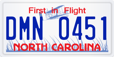NC license plate DMN0451