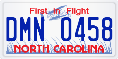 NC license plate DMN0458