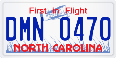 NC license plate DMN0470