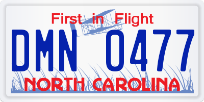 NC license plate DMN0477