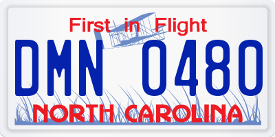 NC license plate DMN0480