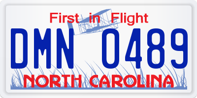 NC license plate DMN0489