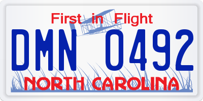 NC license plate DMN0492