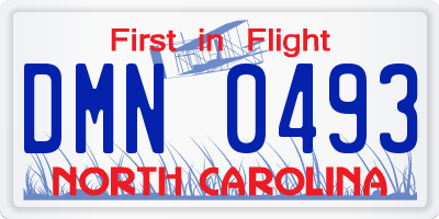 NC license plate DMN0493