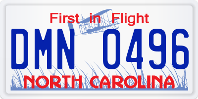 NC license plate DMN0496