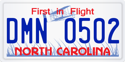 NC license plate DMN0502