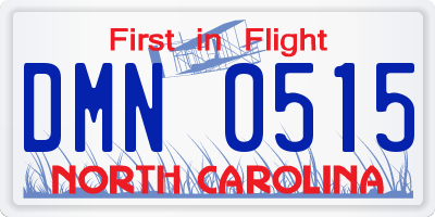 NC license plate DMN0515