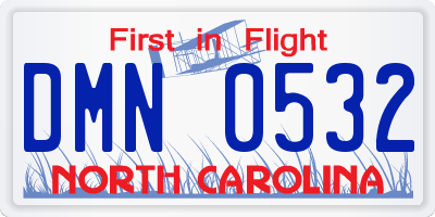NC license plate DMN0532