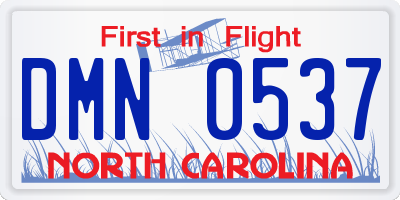 NC license plate DMN0537