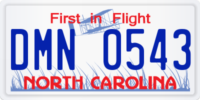 NC license plate DMN0543