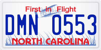 NC license plate DMN0553