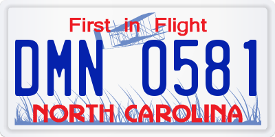 NC license plate DMN0581