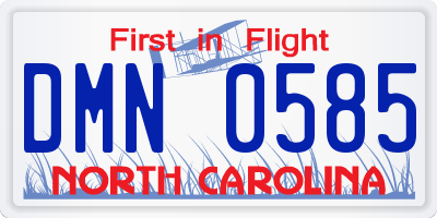 NC license plate DMN0585