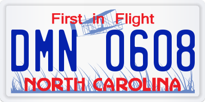 NC license plate DMN0608