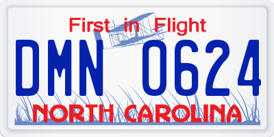 NC license plate DMN0624