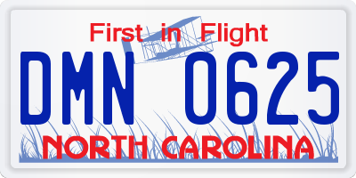 NC license plate DMN0625